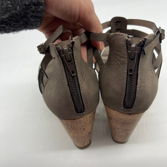 Pop Women Platform Wedge Shoes Zipup Brown Size 10M - Picture 6 of 8